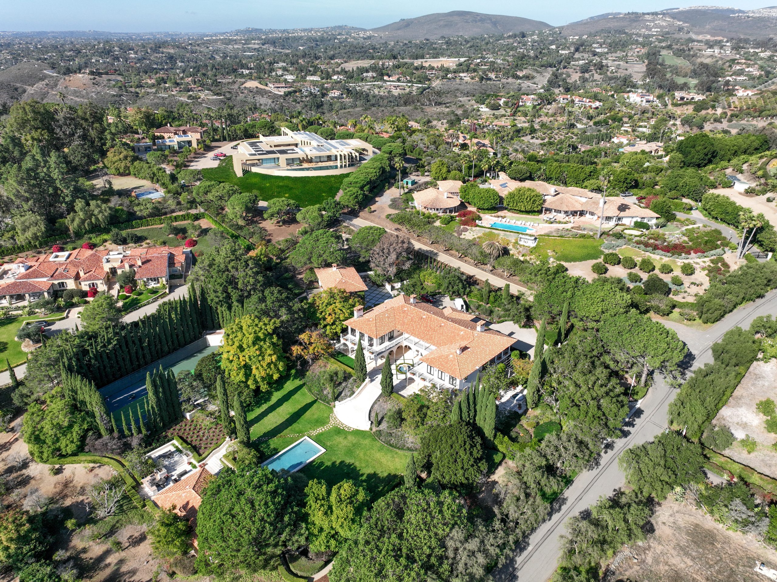 Residential estates in Rancho Santa Fe with land and swimming pools